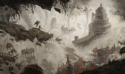 Vivecka and Lethia traversing Farum Azula Art by Arnaerr